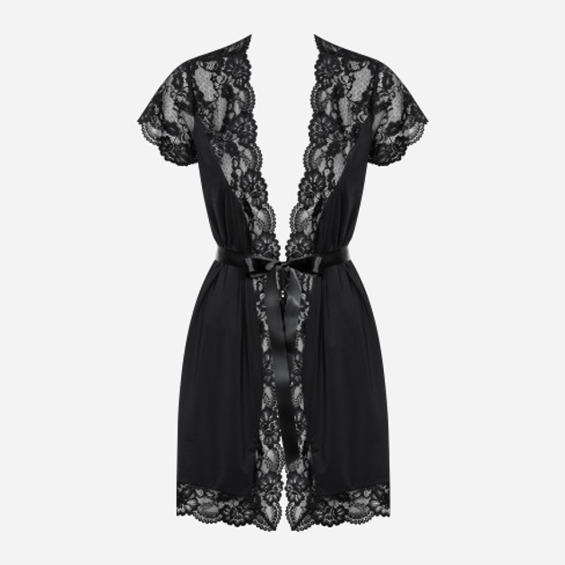 Szlafrok erotyczny Obsessive 810-PEI-1 2XL/3XL Czarny (5901688222997) - obraz 5