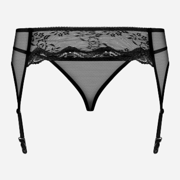 Komplet erotyczny (podwiązka + pończochy) Obsessive Charms 2XL Black (5901688203507) - obraz 6