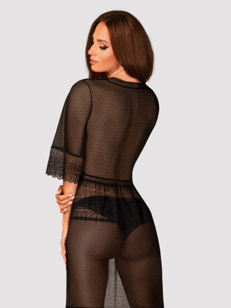 Szlafrok erotyczny Obsessive Estiqua M/L Black (5901688238448) - obraz 4
