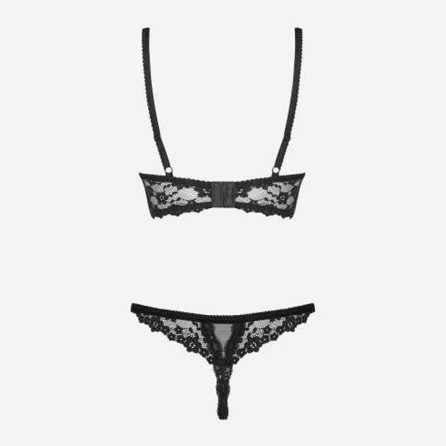 Komplet erotyczny (biustonosz + stringi) Obsessive Letica L/XL Black (5901688223925) - obraz 6