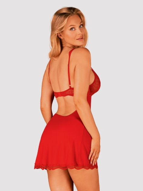 Komplet erotyczny (halka + stringi) Obsessive Luvae S/M Red (5901688250815) - obraz 2