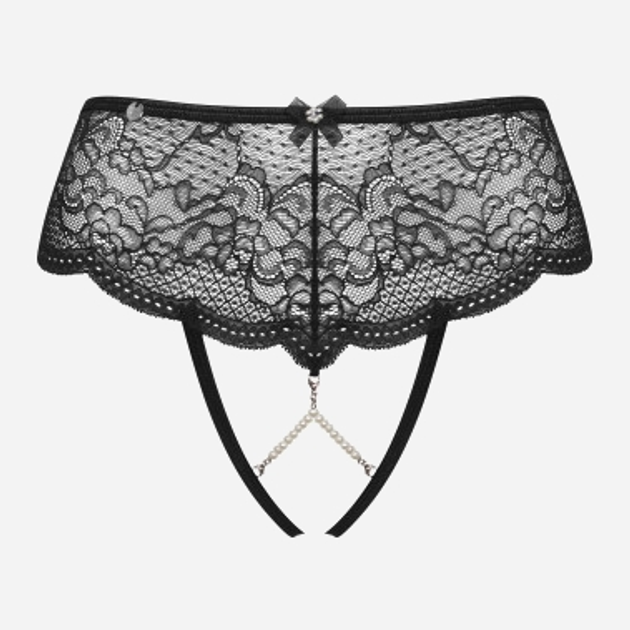 Majtki erotyczne brazylijskie Obsessive Pearlove S/M Black (5901688232019) - obraz 5