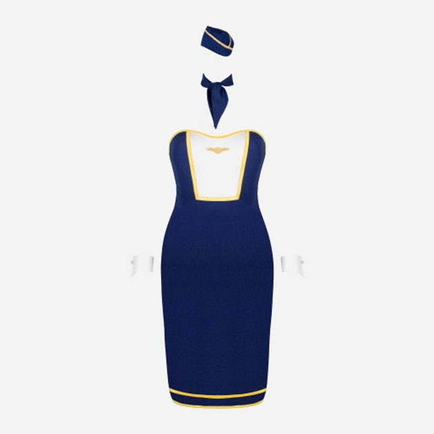 Kostium erotyczny Obsessive Stewardess M/L Niebieski (5901688239148) - obraz 5