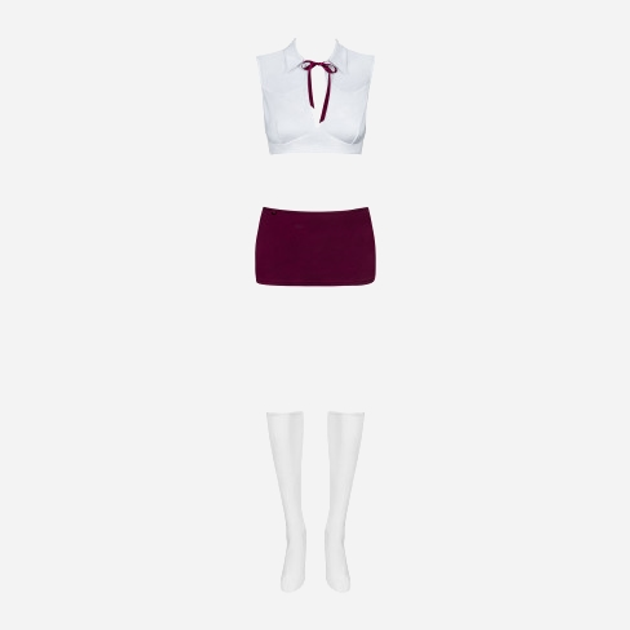 Przebranie erotyczne damskie Obsessive Student S/M White/Burgund (5901688208205) - obraz 5
