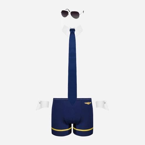 Kostium erotyczny Obsessive Pilotman S/M Niebieski (5901688239049) - obraz 5