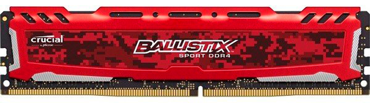 Pamięć RAM Crucial DDR4-2666 16384MB PC4-21300 Ballistix Sport LT czerwony (BLS16G4D26BFSE) - obraz 1