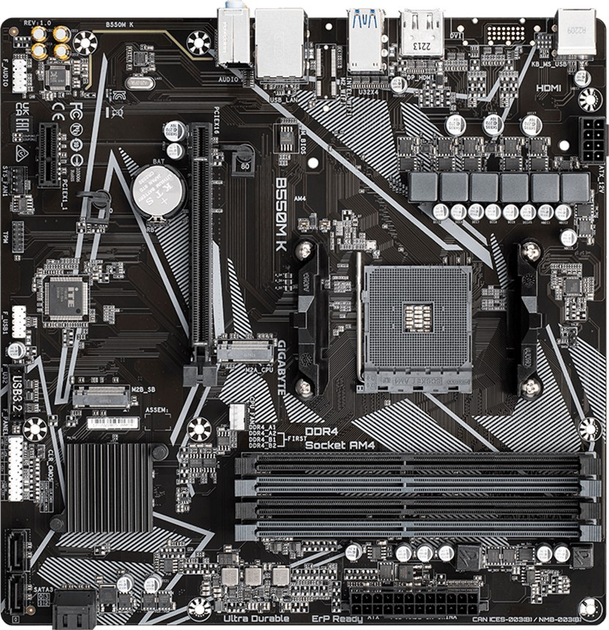 Материнская плата Gigabyte B550M K (sAM4, AMD B550, PCI-Ex16) - изображение 3
