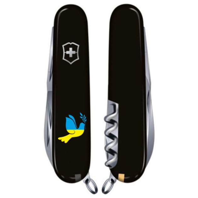 Нож VictoRinox Climber Ukraine Black "Голуб Миру Жовто-Блакитний" (1.3703.3_T1036u) - изображение 2