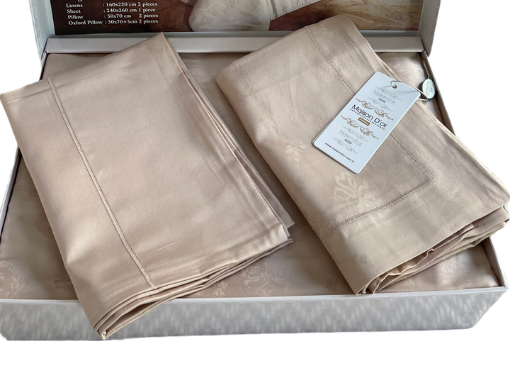 Комплект постельного белья Maison D'or Mirabella Beige сатин 220-160 см*2 шт бежевый - изображение 3