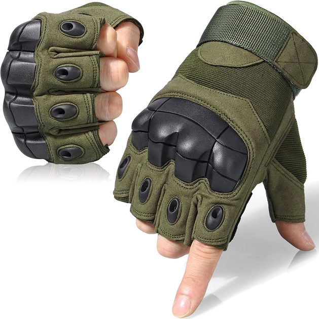 Перчатки тактические короткопалые с защитой костяшек Зевс UAD Олива XL - изображение 1