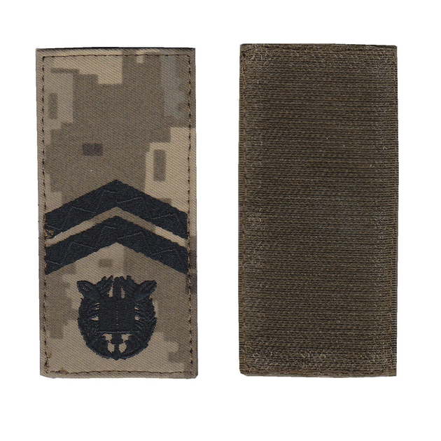 Шеврон нашивка патч на липучке погон курсант младший сержант черный цвет на пикселе. 5 см * 10 см, Светлана-К - изображение 1
