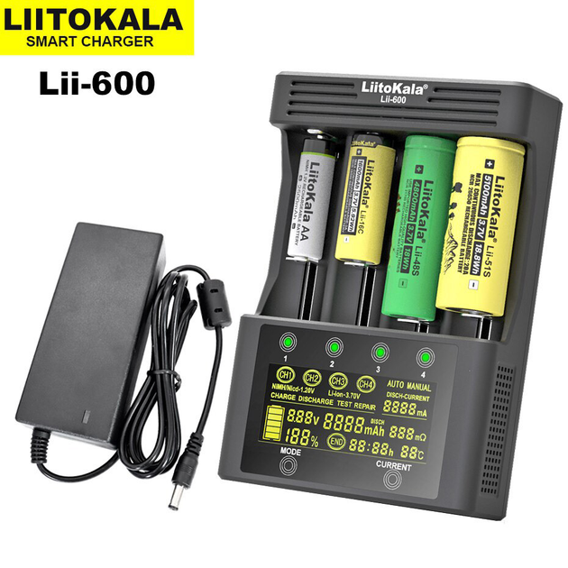 LiitoKala Lii-600 інтелектуальний зарядний пристрій для 18650 26650 Li ...