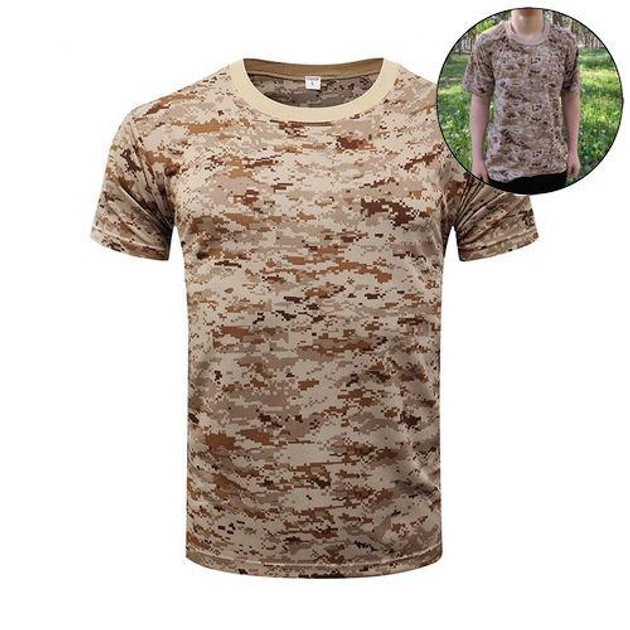 Тактическая футболка Flas; L/48-50; 100% Хлопок. Пиксель Desert. Армейская футболка. - изображение 1