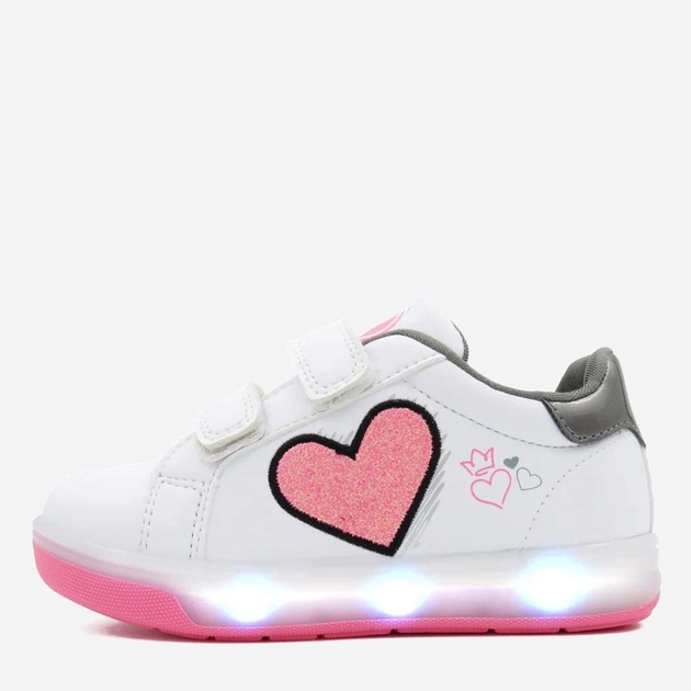 Акція на Дитячі кросівки з підсвіткою для дівчинки Breezy 2196110 29 Білий/Рожевий від Rozetka