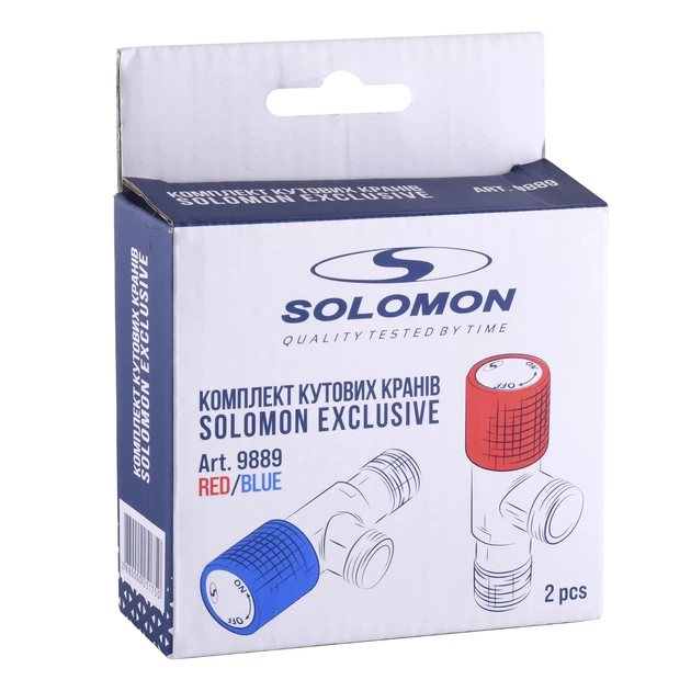 Комплект кранов угловых керамика Solomon Exclusive 1/2″X1/2″ 9889 Red/Blue (комплект 2шт.) 000025175 - изображение 6