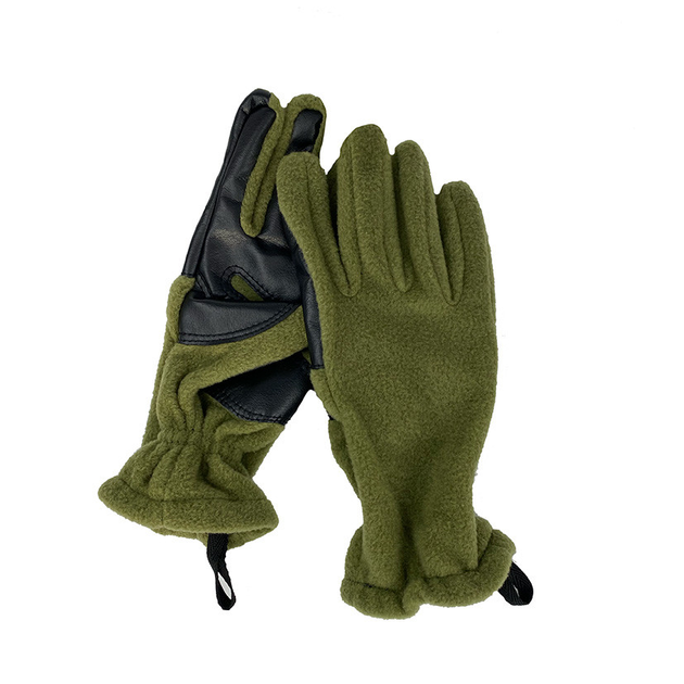 Перчатки зимние флисовые с резинкой Олива XL тактические армейские для военных - изображение 1