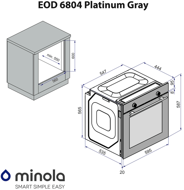 Духова шафа електрична Minola EOD 6804 Platinum Gray - зображення 14