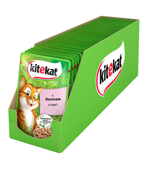 Упаковка влажного корма для кошек Kitekat с лососем в соусе 24 шт по ...