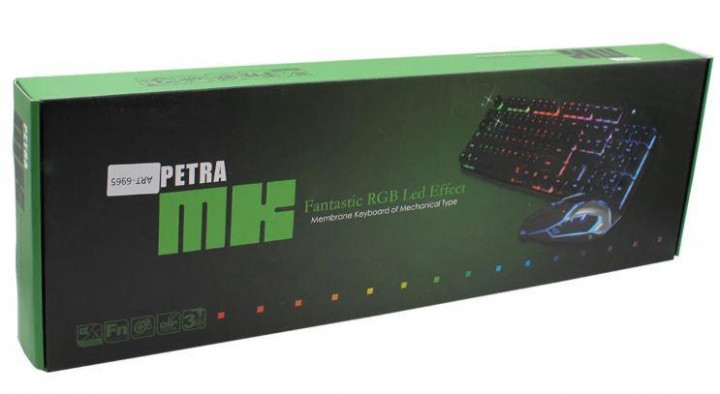 Комплект проводная клавиатура игровая LED и мышь PETRA MK1 6965 Black - изображение 3