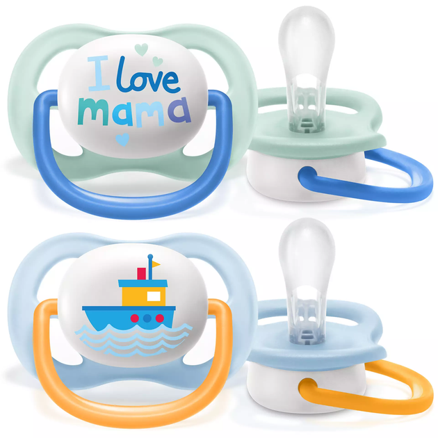 Пустышка Avent ортодонтическая Ultra Air I love для мальчиков 0-6 мес 2шт SCF080/01 (SCF080/01) - Фото 1 Пустышка Avent ортодонтическая Ultra Air I love для мальчиков 0-6 мес 2шт SCF080/01 (SCF080/01) - изображение 1