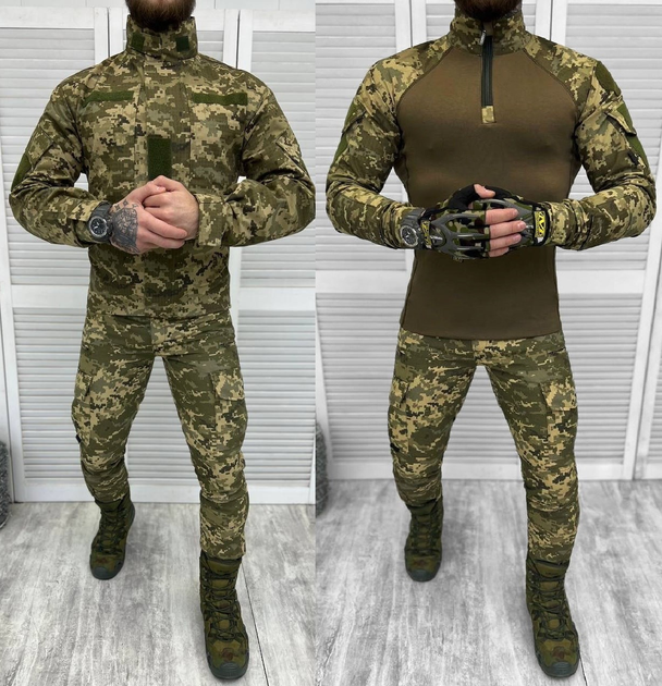 Тактичний військовий костюм Attac ( Кітель + Убакс + Штани ), Камуфляж: Піксель ЗСУ, Розмір: L - зображення 1