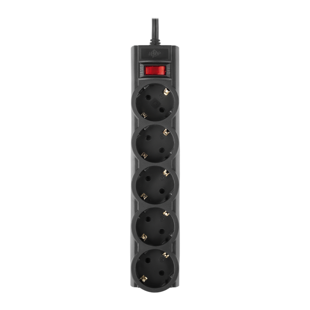 Мережевий фільтр 2 м, 5 розеток з вимикачем, LogicPower PREMIUM LP-X5 чорний (3520Вт) - изображение 2