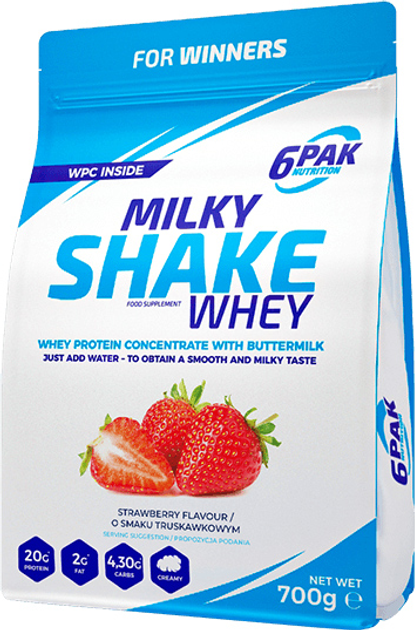 Білкова добавка 6PAK Milky Shake Whey 700 г Полуниця (5902811802581) - зображення 1