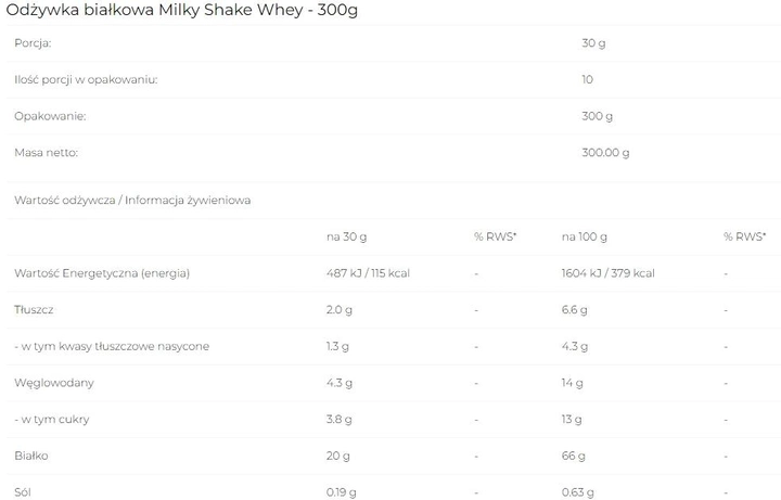 Odżywka białkowa 6PAK Milky Shake Whey 300 g Vanilla Ice Cream (5902811805537) - obraz 2