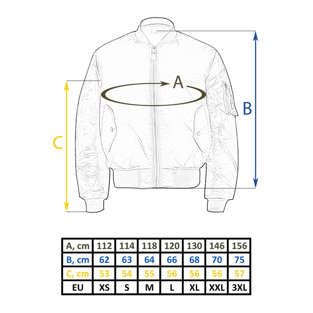 Куртка Бомбер летная US FLIGHT JACKET MA1 STYLE Черный 3XL - изображение 2