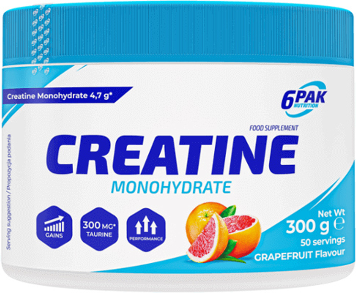 6PAK Creatine Monohydrate 300 g Jar Grapefruit (5902811814553) - obraz 1
