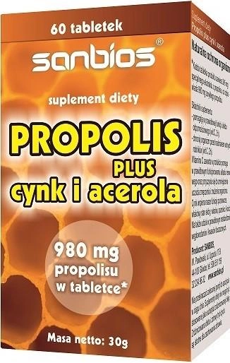Propolis Plus Sanbios Wit C Cynk Odporność 60 T (SB529) - obraz 1