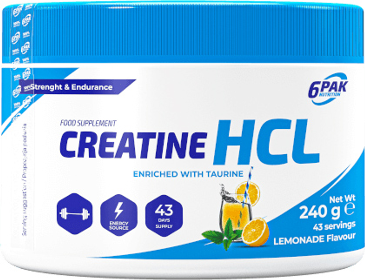 6PAK Creatine HCL 240 g Jar Lemonade (5902811813297) - obraz 1