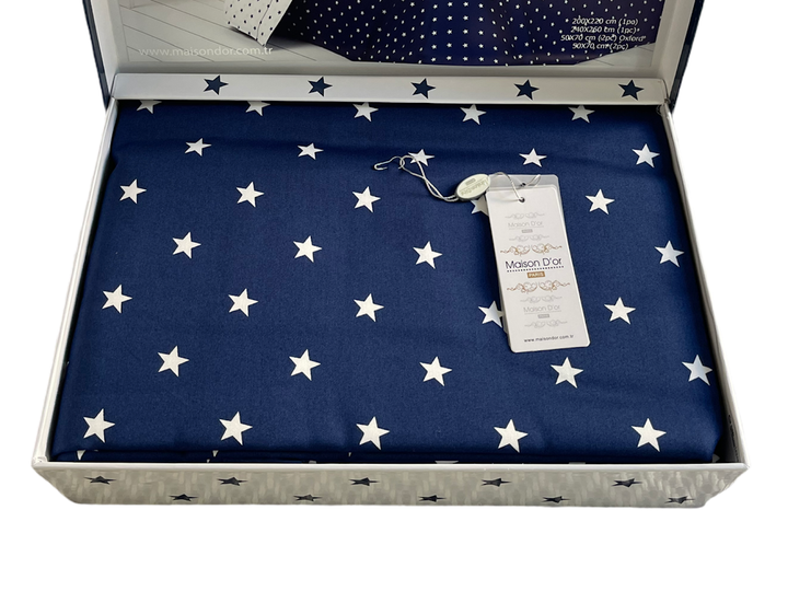 Комплект постельного белья Maison D'or Stars Navy сатин 220-200 см синий - изображение 3