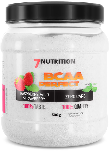 Aminokwas 7Nutrition BCAA Perfect 500 g Jar Wild Strawberry (5901597314202) - obraz 1