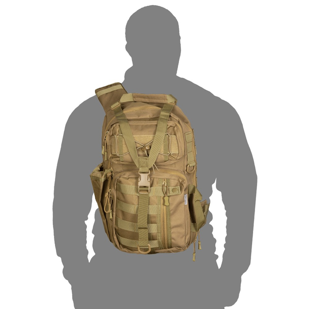 Тактический однолямочный рюкзак Camotec скрытым отделением для оружия TCB Coyote - изображение 2