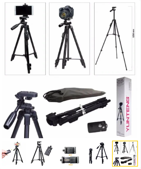 Штатив телескопічний Yunteng трипод з пультом ДУ для камери та телефону TRIPOD 3388 - зображення 2