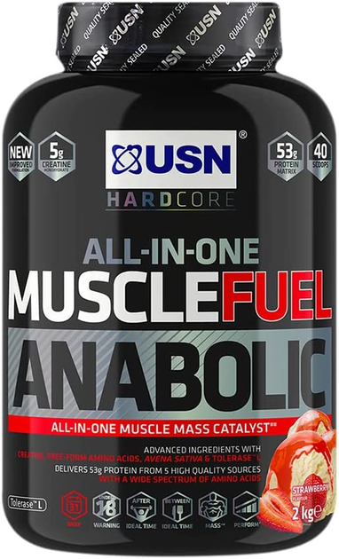 Gainer USN Muscle Fuel Anabolic 2000 g Truskawka (6009694862349) - obraz 1