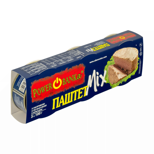 Набір паштетів PowerBANKa АСОРТІ 300 г (3х100 г) - Фото 1 Набір паштетів PowerBANKa АСОРТІ 300 г (3х100 г) - изображение 1