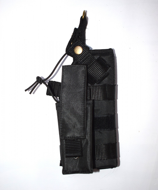 Кобура для пістолета універсальна з підсумком для магазину, з платформою на стегно, система Molle, Чорна (комплект) - зображення 2