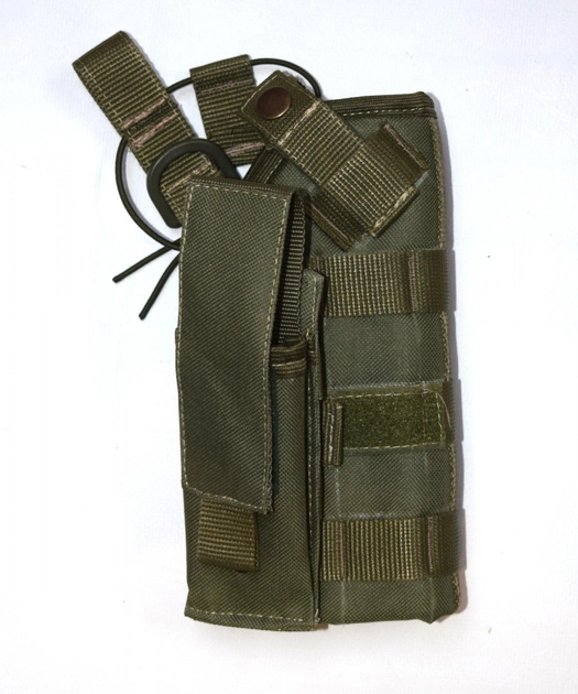 Кобура для пистолета универсальная тактическая с подсумком для магазина, с системой Molle, Олива - изображение 1