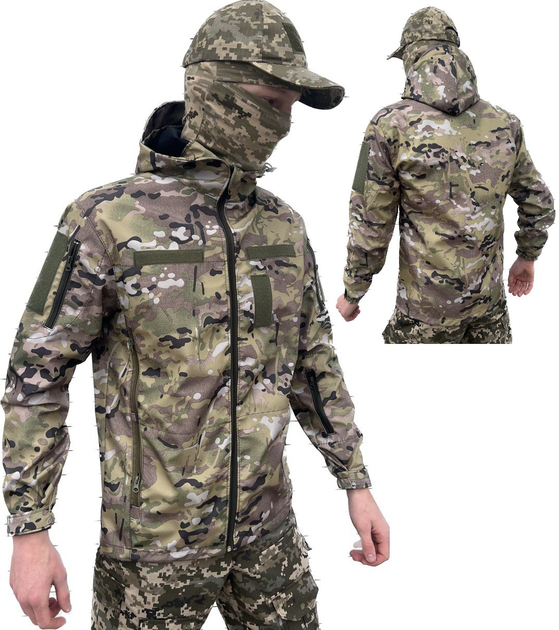 Куртка тактическая мультикам летняя softshell, Куртка multicam водонепроницаемая , Ветровка мультикам 50р. - изображение 1