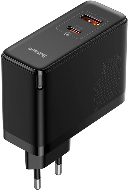 Ładowarka sieciowa Baseus GaN5 Pro Fast Charger C+U 100W EU (Z kablem Type-C do Type-C 100W 20V/5A 1m) Czarna (CCGP090201) - obraz 4