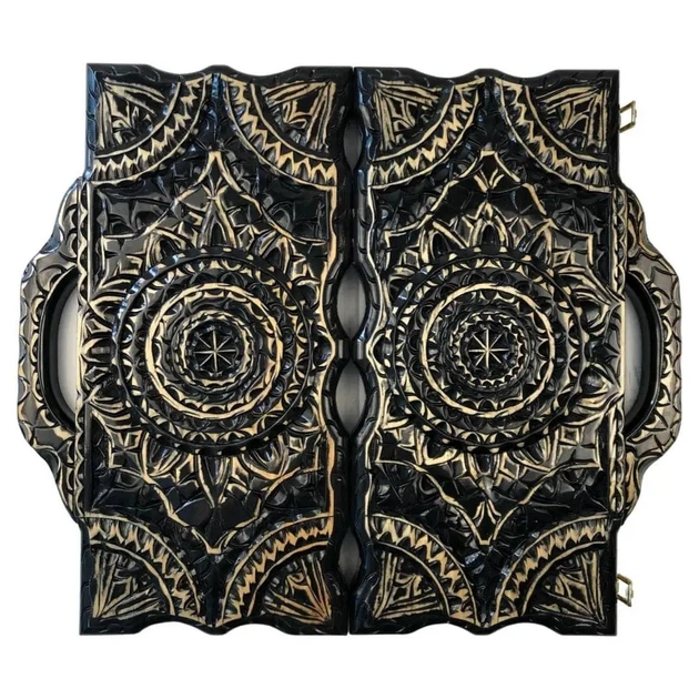 Нарди ручної роботи з різьбленням під склом, 50*23*10 см, арт.192352 - Фото 1 Нарди ручної роботи з різьбленням під склом, 50*23*10 см, арт.192352 - зображення 1