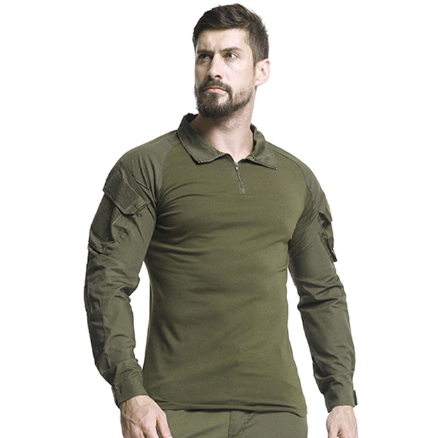 Тактическая рубашка Lesko A655 Green 3XL 40р. мужская с длинным рукавом убакс - изображение 1