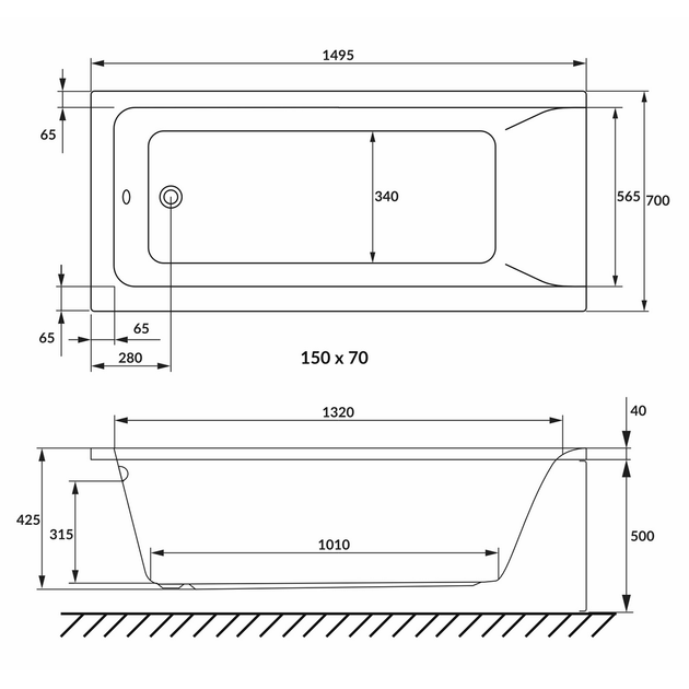 Ванна акриловая VOLLE SOLO 150x70 1210.001570 - изображение 2