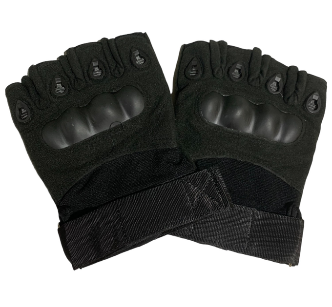 Тактические перчатки с открытыми пальцами. черные раз. М - изображение 1