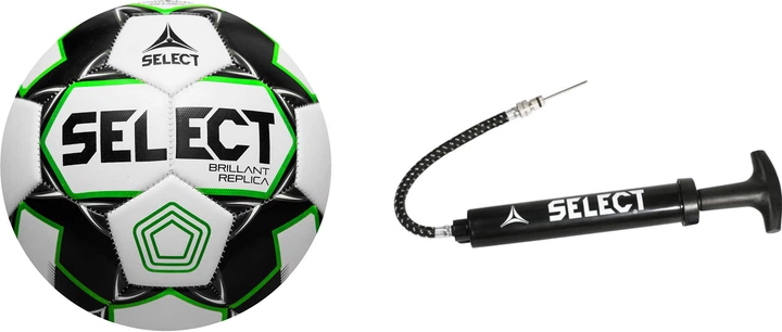 Набор мяч футбольный Select BRILLANT REPLICA Ukraine PFL 011 Бело-серый 5 + насос для мячей Select 15 см (010) Черный (5703543230792-5703543204144) - Фото 1 Набор мяч футбольный Select BRILLANT REPLICA Ukraine PFL 011 Бело-серый 5 + насос для мячей Select 15 см (010) Черный (5703543230792-5703543204144) - изображение 1