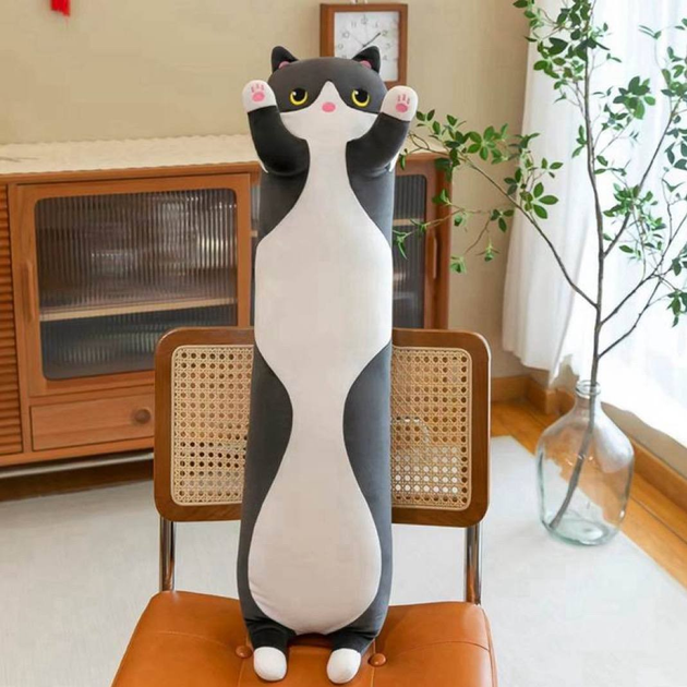 Мягкая плюшевая игрушка Кот Батон котейка-подушка Черный 50 см ...