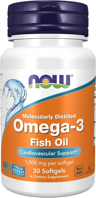 Омега-3 Now Foods, Omega-3, (Molecularly Distilled Fish oil) 1000 мг ...