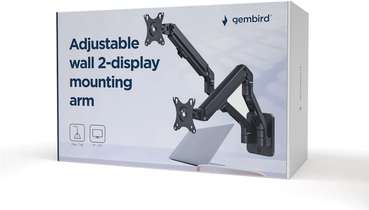 Uchwyt na dwa monitory 17-27" Gembird MA-WA2-01 - obraz 3